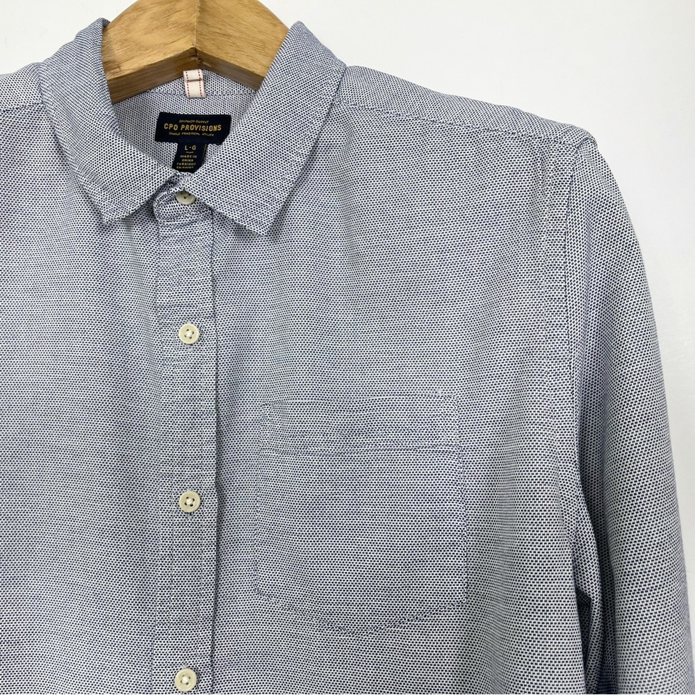 CPO Provisions Men’s Light Blue Long Sleeve‎ Button Down Shirt Size Large